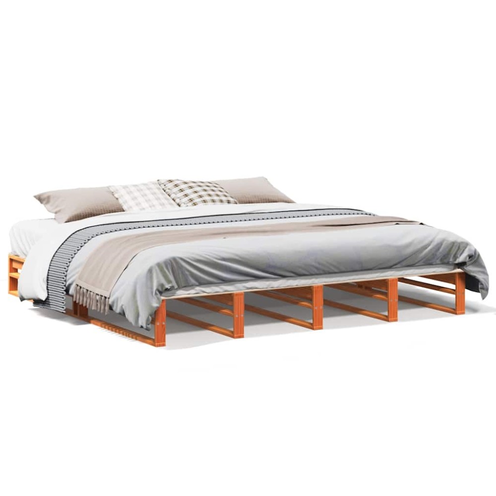 vidaXL Cadru de pat fără saltea, maro ceruit 180x200 cm lemn masiv pin