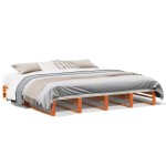 vidaXL Cadru de pat fără saltea, maro ceruit 200x200 cm lemn masiv pin vidaXL Cadru de pat fără saltea, maro ceruit 200x200 cm lemn masiv pin