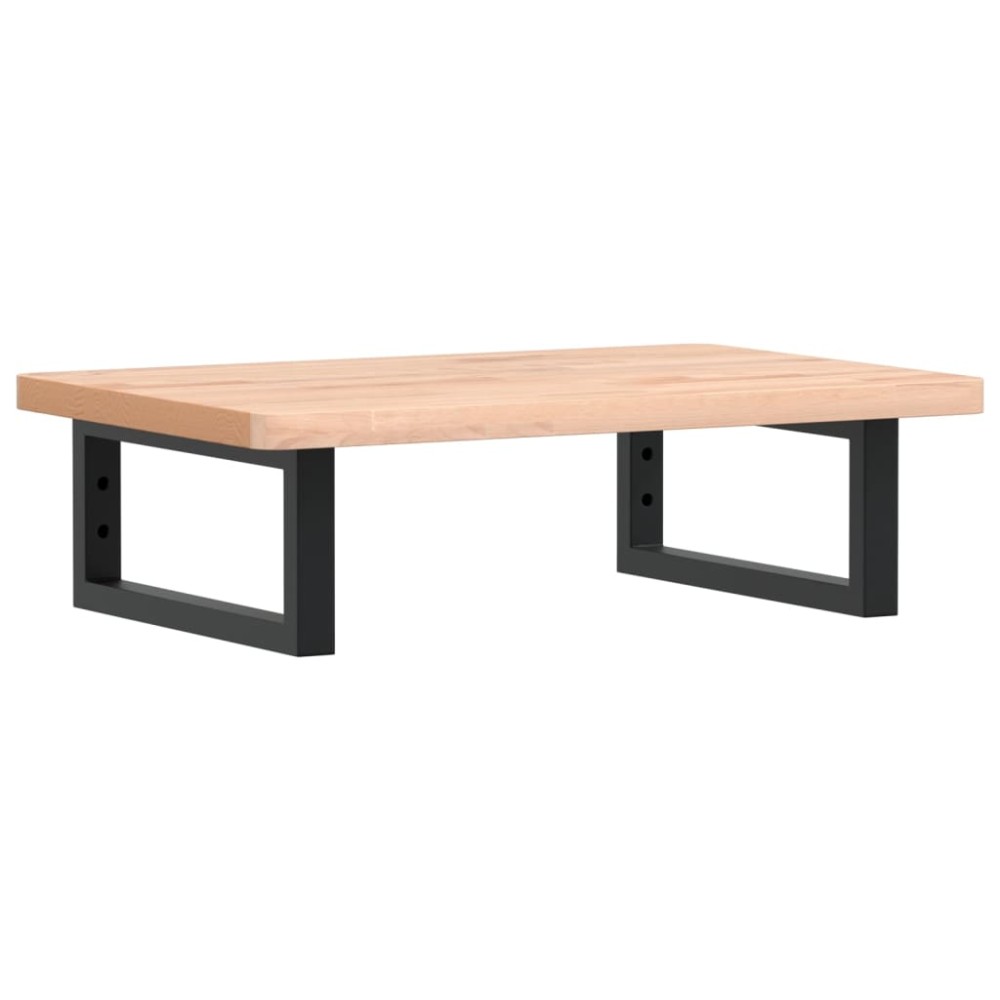 vidaXL Raft pentru lavoar montat pe perete, oțel și lemn masiv fag