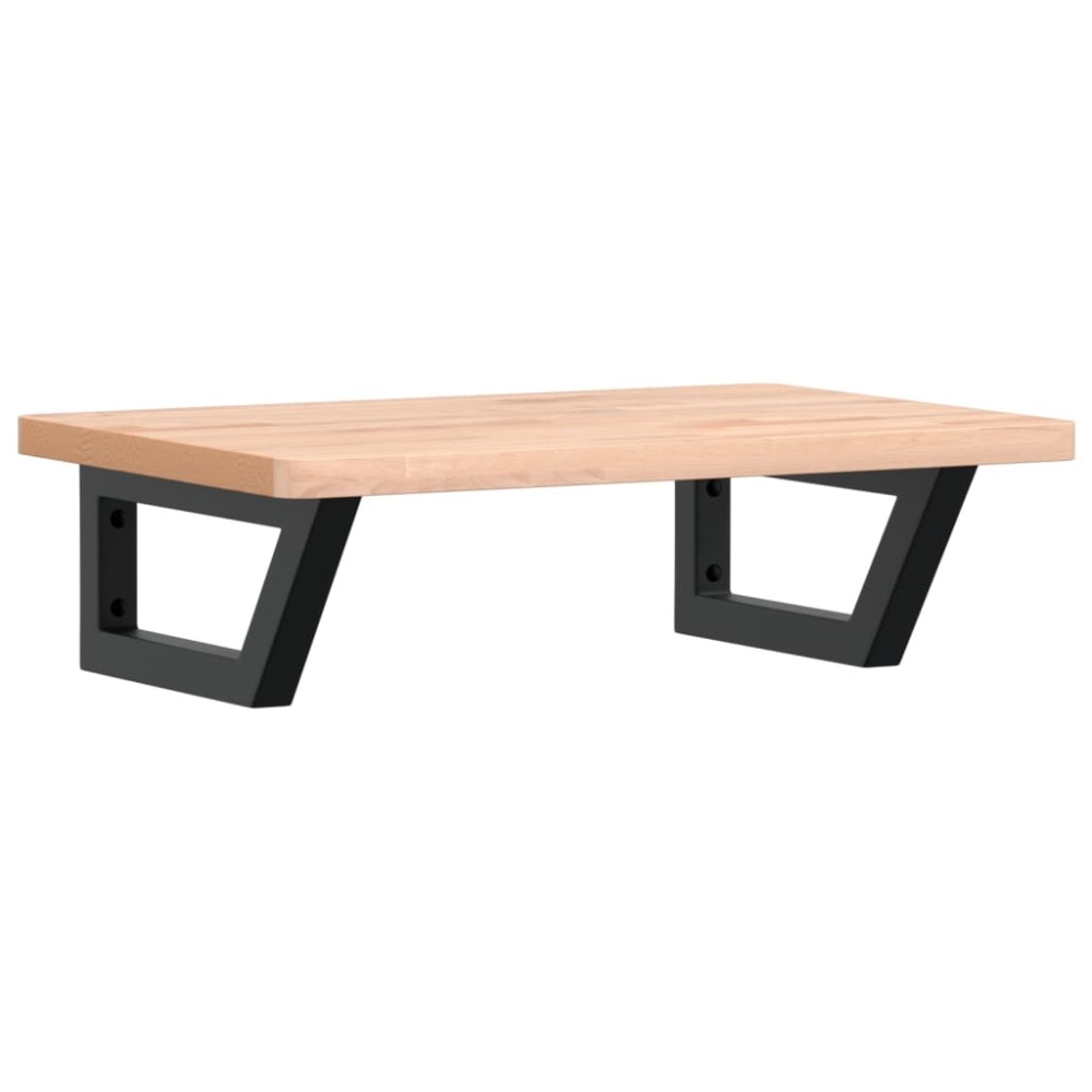 vidaXL Raft pentru lavoar montat pe perete, oțel și lemn masiv fag