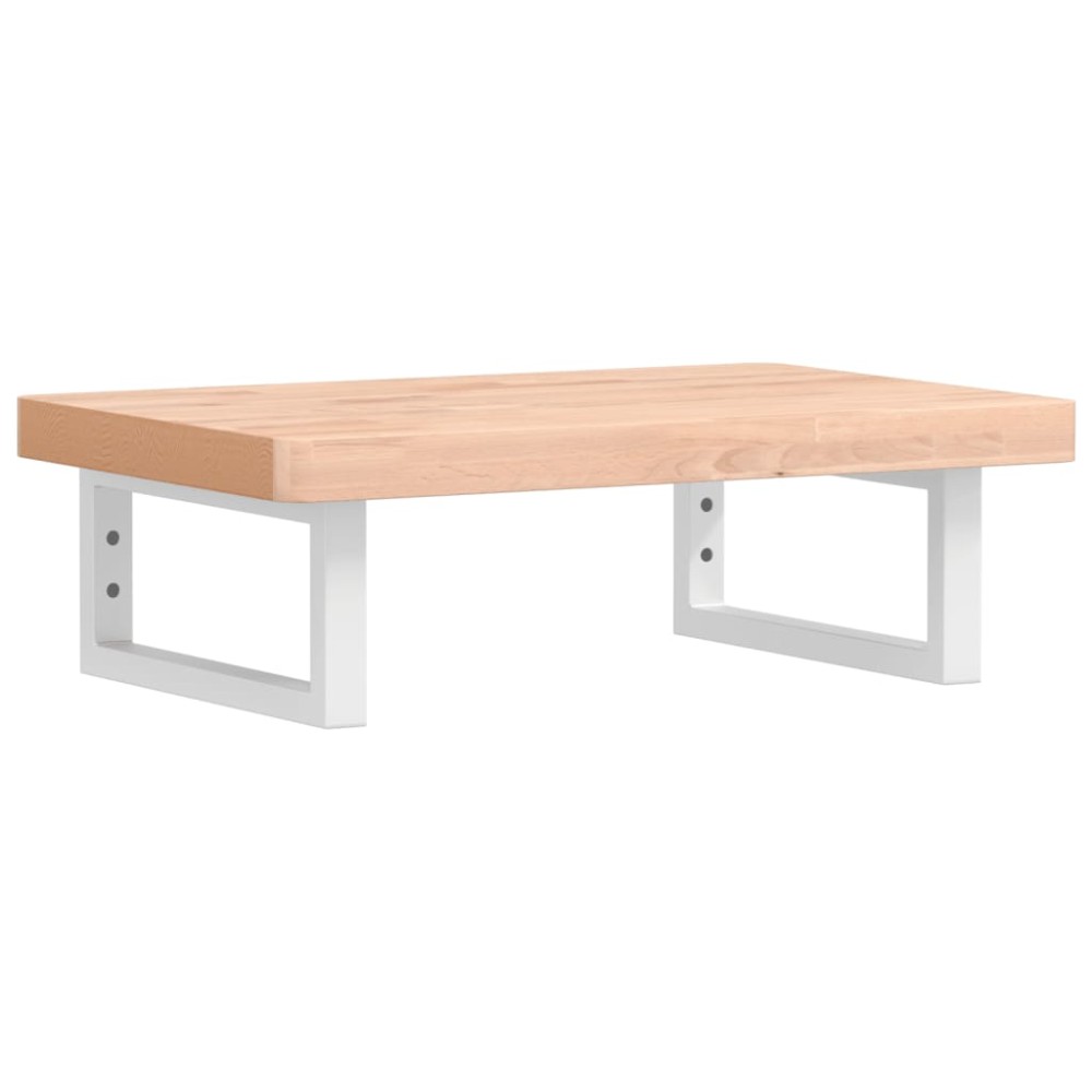 vidaXL Raft pentru lavoar montat pe perete, oțel și lemn masiv fag