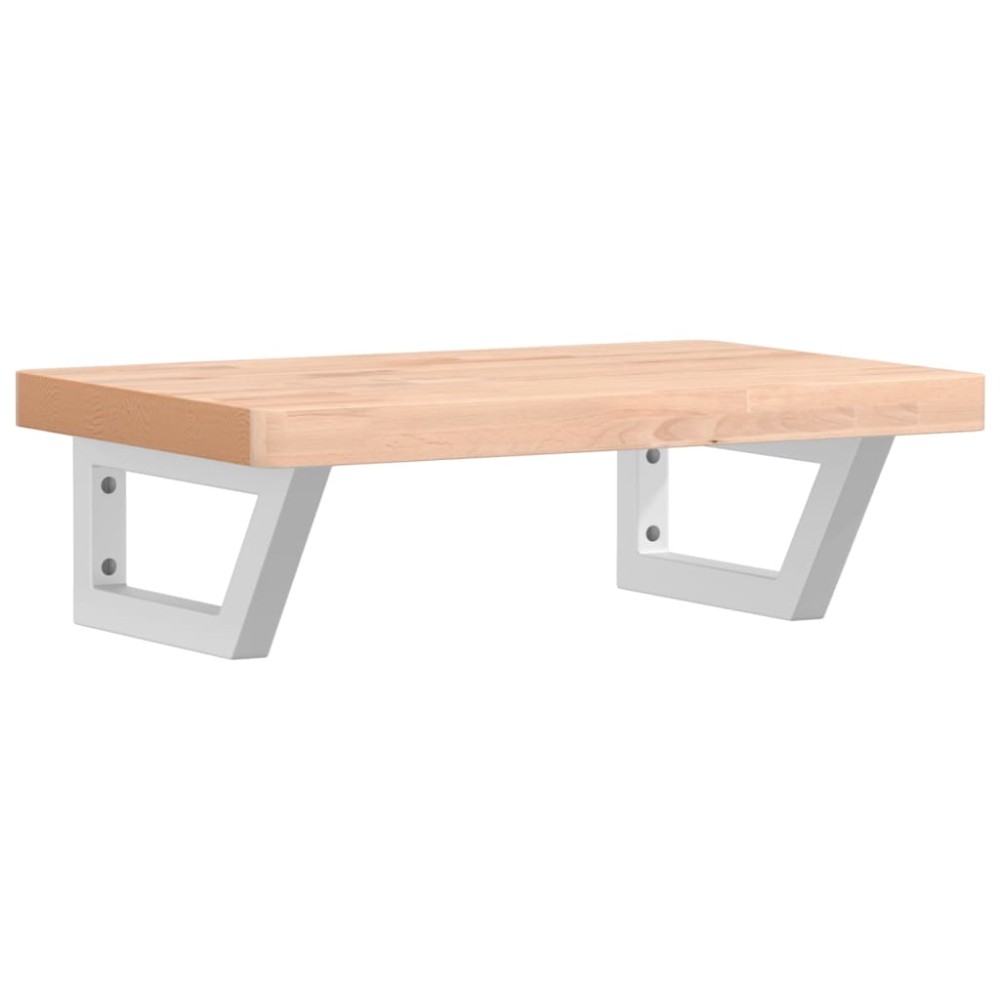 vidaXL Raft pentru lavoar montat pe perete, oțel și lemn masiv fag