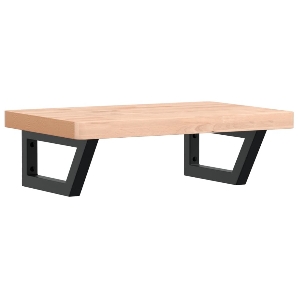 vidaXL Raft pentru lavoar montat pe perete, oțel și lemn masiv fag