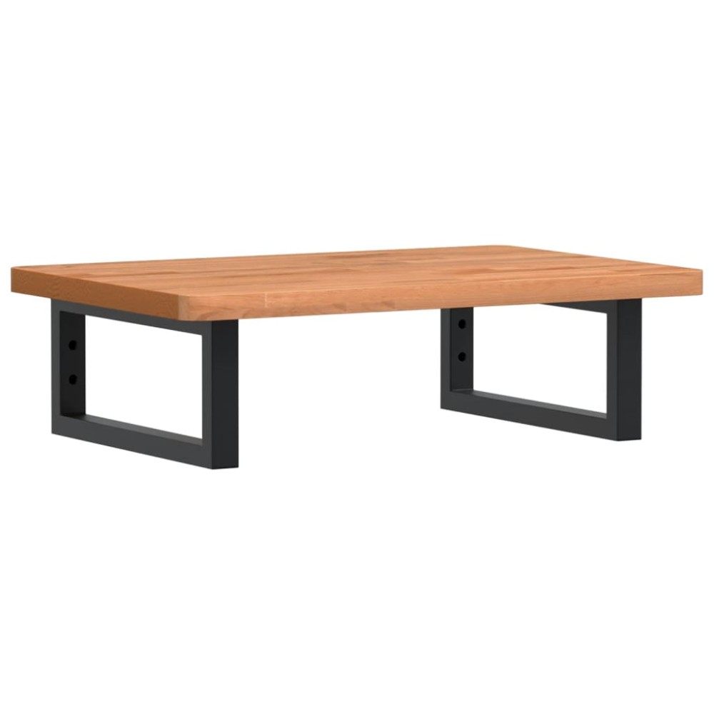 vidaXL Raft pentru lavoar montat pe perete, oțel și lemn masiv fag