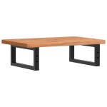 vidaXL Raft pentru lavoar montat pe perete, oțel și lemn masiv fag