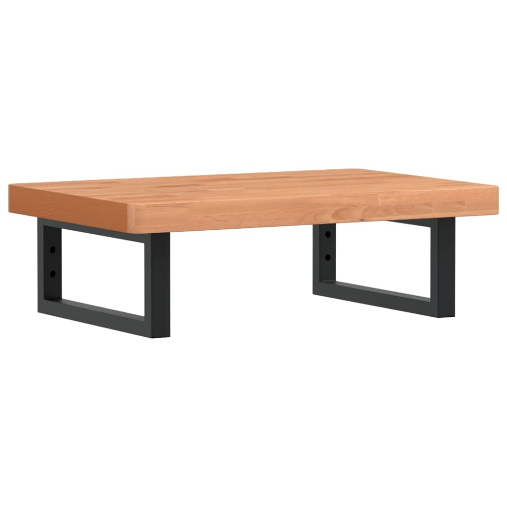 vidaXL Raft pentru lavoar montat pe perete, oțel și lemn masiv fag