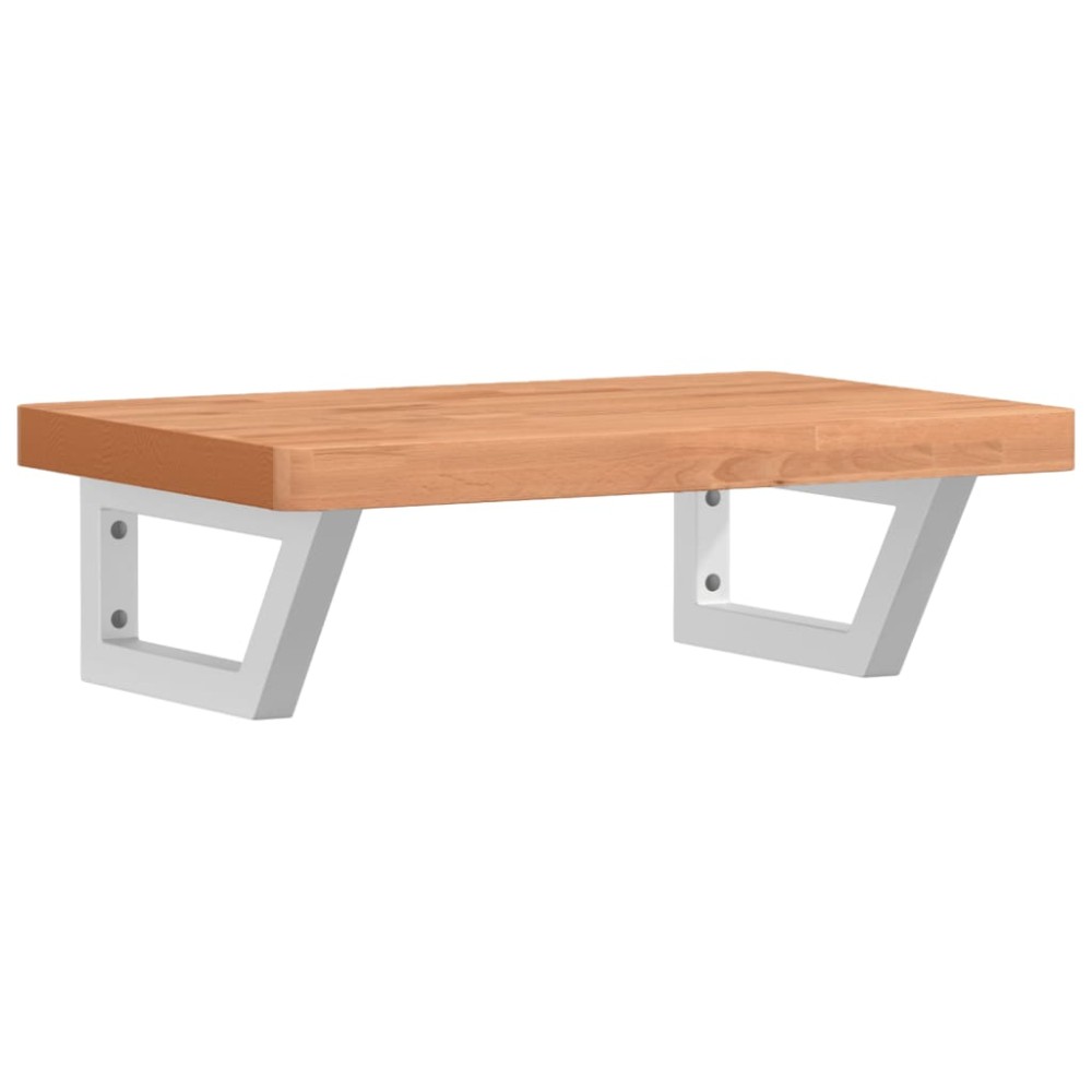 vidaXL Raft pentru lavoar montat pe perete, oțel și lemn masiv fag