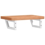 vidaXL Raft pentru lavoar montat pe perete, oțel și lemn masiv fag