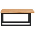 vidaXL Raft pentru lavoar montat pe perete, oțel și lemn masiv stejar