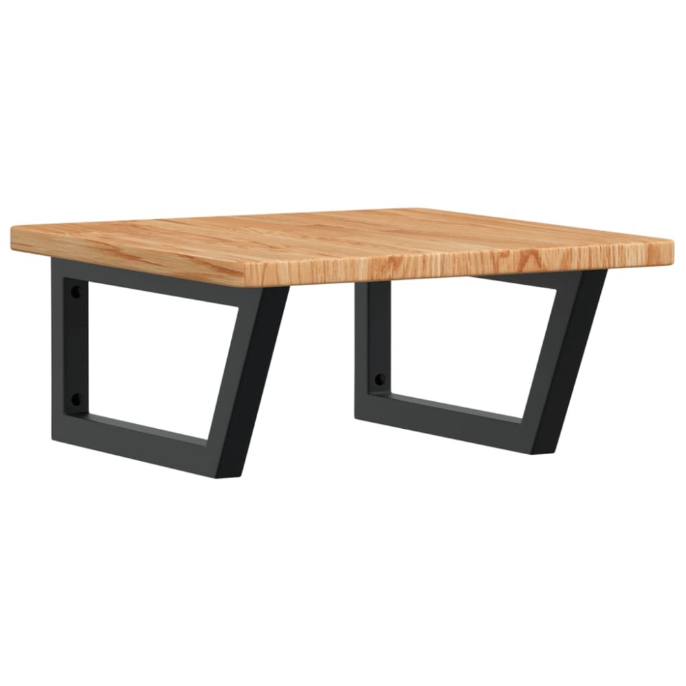 vidaXL Raft pentru lavoar montat pe perete, oțel și lemn masiv stejar