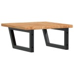 vidaXL Raft pentru lavoar montat pe perete, oțel și lemn masiv stejar