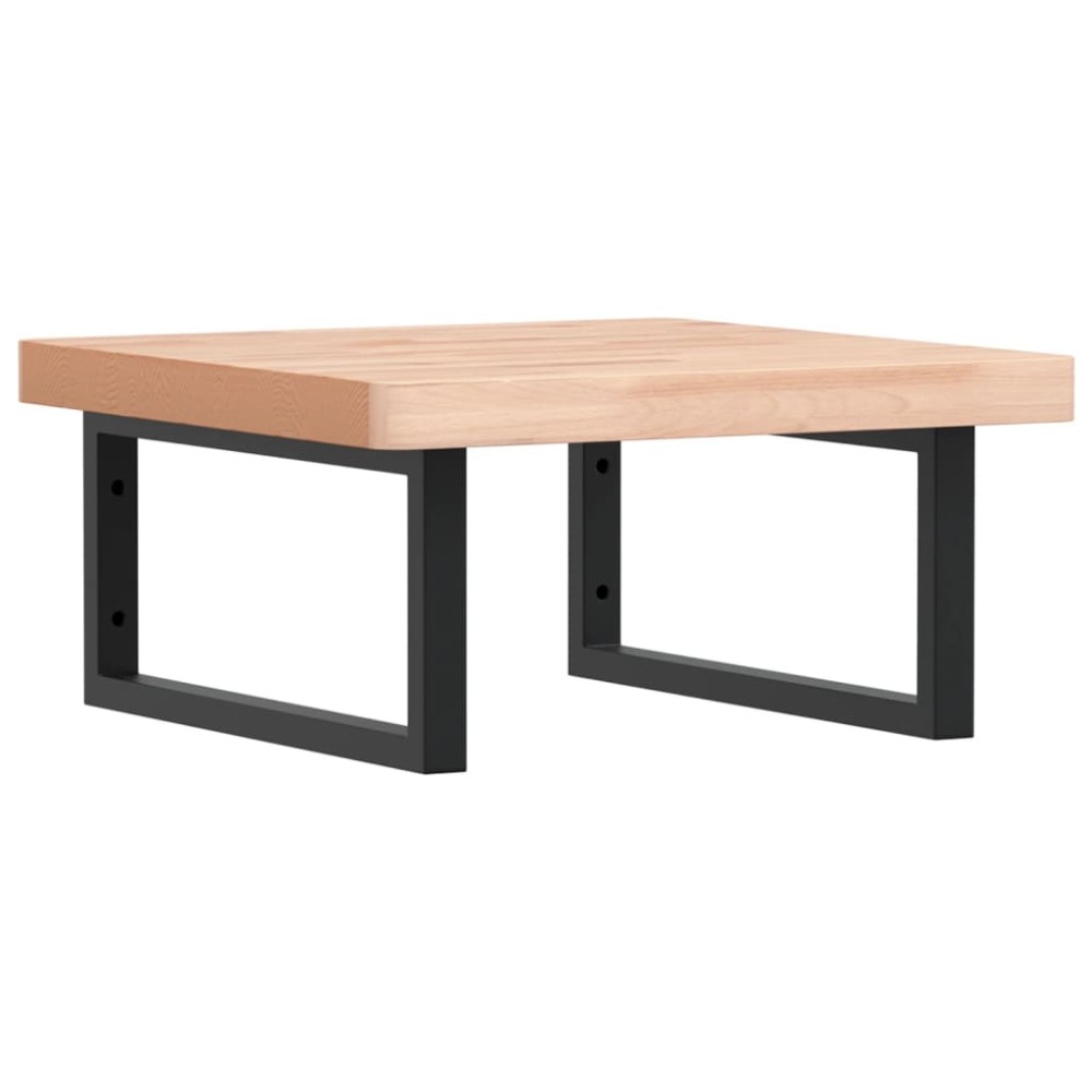 vidaXL Raft pentru lavoar montat pe perete, oțel și lemn masiv fag