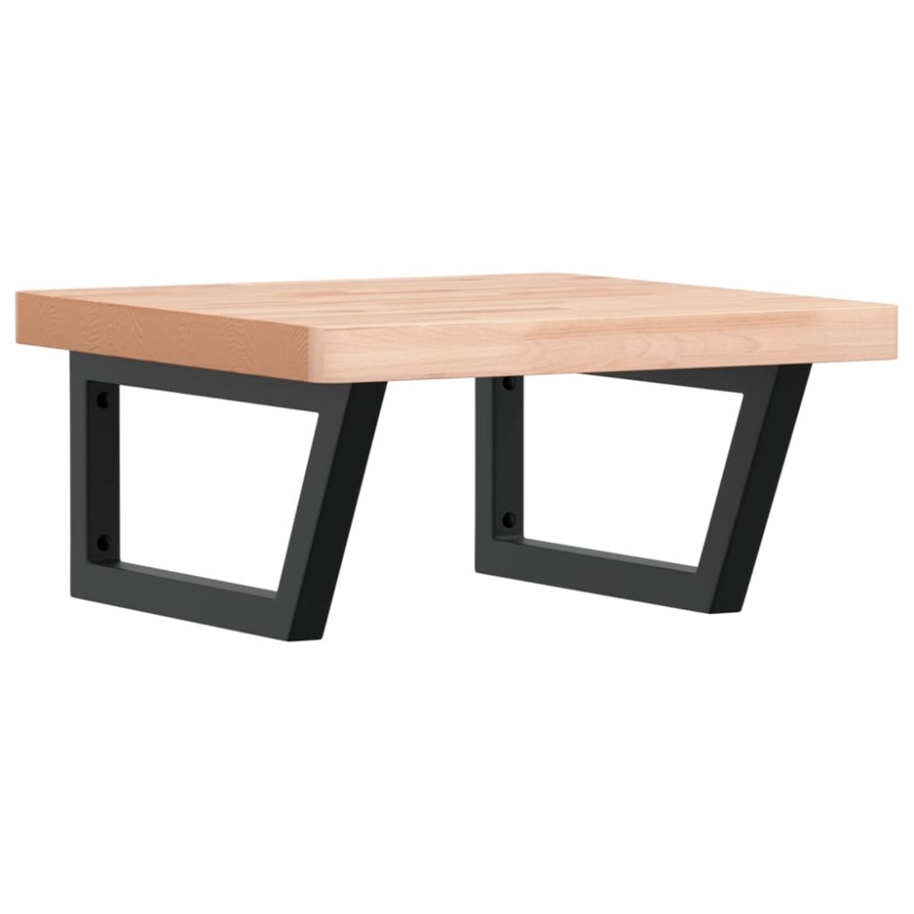 vidaXL Raft pentru lavoar montat pe perete, oțel și lemn masiv fag