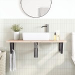 vidaXL Raft pentru lavoar montat pe perete, oțel și lemn masiv fag