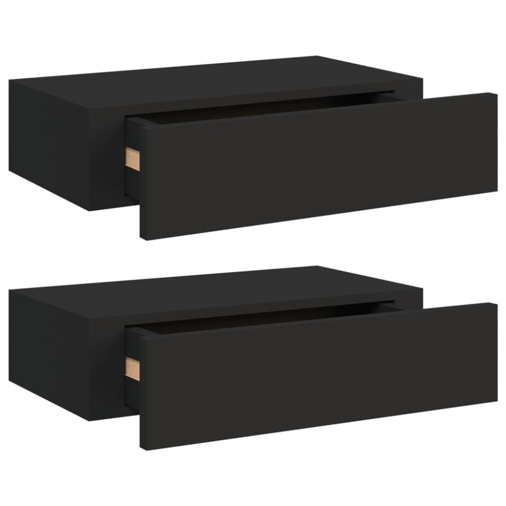 vidaXL Dulap de perete cu sertare, 2 buc., negru, 40x23,5x10 cm, MDF