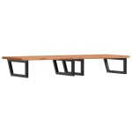 vidaXL Raft pentru lavoar montat pe perete, oțel și lemn masiv fag