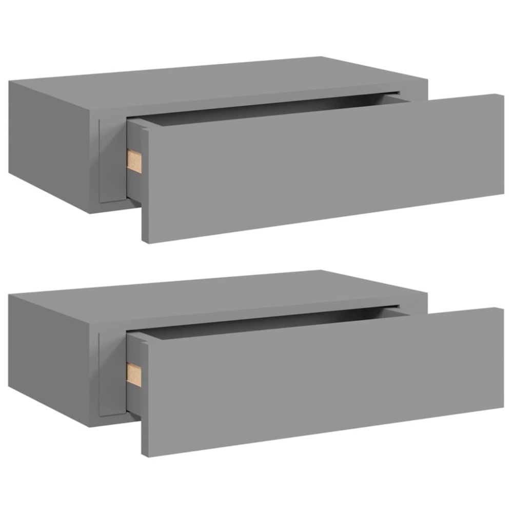 vidaXL Dulap de perete cu sertar, 2 buc., gri, 40x23,5x10 cm, MDF
