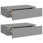 vidaXL Dulap de perete cu sertar, 2 buc., gri, 40x23,5x10 cm, MDF vidaXL Dulap de perete cu sertar, 2 buc., gri, 40x23,5x10 cm, MDF