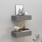 vidaXL Dulap de perete cu sertar, 2 buc., gri, 40x23,5x10 cm, MDF vidaXL Dulap de perete cu sertar, 2 buc., gri, 40x23,5x10 cm, MDF