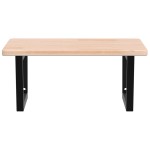 vidaXL Raft pentru lavoar montat pe perete, oțel și lemn masiv stejar