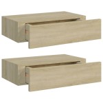 vidaXL Dulapuri de perete cu sertar, 2 buc., stejar, 40x23,5x10 cm MDF