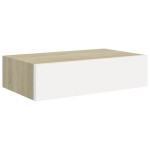 vidaXL Dulap de perete cu sertar, alb și stejar, 40x23,5x10 cm, MDF