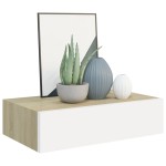 vidaXL Dulap de perete cu sertar, alb și stejar, 40x23,5x10 cm, MDF