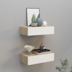 vidaXL Dulapuri de perete cu sertar 2 buc stejar/alb 40x23,5x10 cm MDF vidaXL Dulapuri de perete cu sertar 2 buc stejar/alb 40x23,5x10 cm MDF
