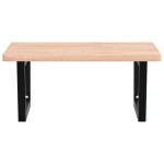 vidaXL Raft pentru lavoar montat pe perete, oțel și lemn masiv fag