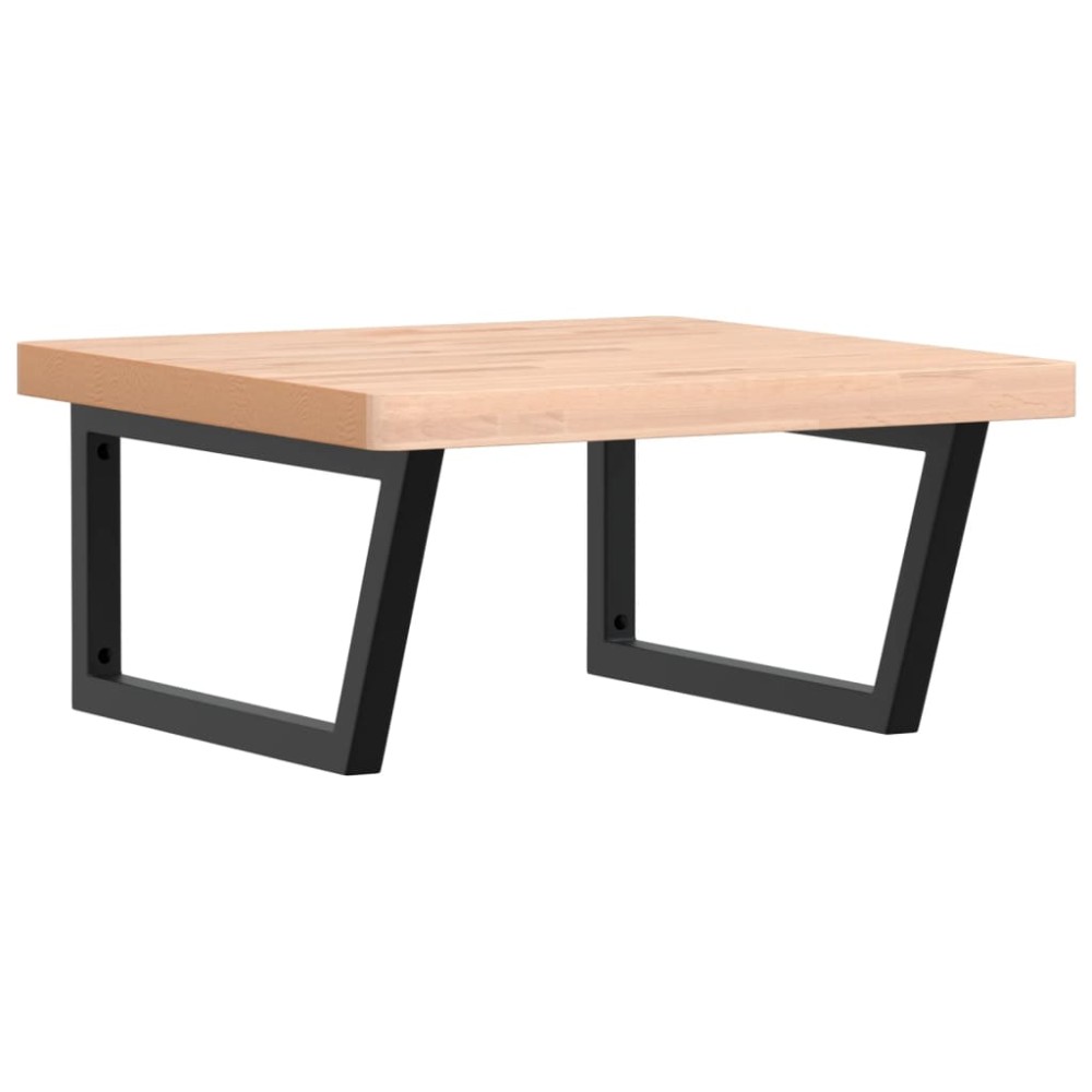 vidaXL Raft pentru lavoar montat pe perete, oțel și lemn masiv fag