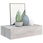 vidaXL Dulap de perete cu sertare, gri beton, 40x23,5x10 cm, MDF vidaXL Dulap de perete cu sertare, gri beton, 40x23,5x10 cm, MDF