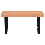 vidaXL Raft pentru lavoar montat pe perete, oțel și lemn masiv fag