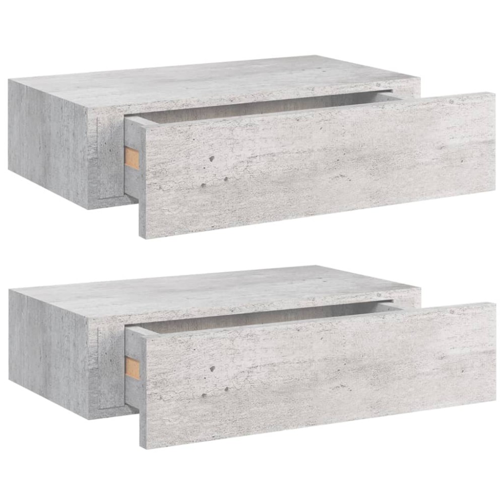 vidaXL Dulapuri de perete cu sertar 2 buc. gri beton 40x23,5x10 cm MDF