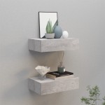 vidaXL Dulapuri de perete cu sertar 2 buc. gri beton 40x23,5x10 cm MDF vidaXL Dulapuri de perete cu sertar 2 buc. gri beton 40x23,5x10 cm MDF