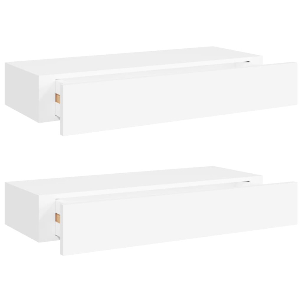 vidaXL Dulapuri de perete cu sertare 2 buc. alb, 60x23,5x10 cm MDF