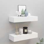 vidaXL Dulapuri de perete cu sertare 2 buc. alb, 60x23,5x10 cm MDF