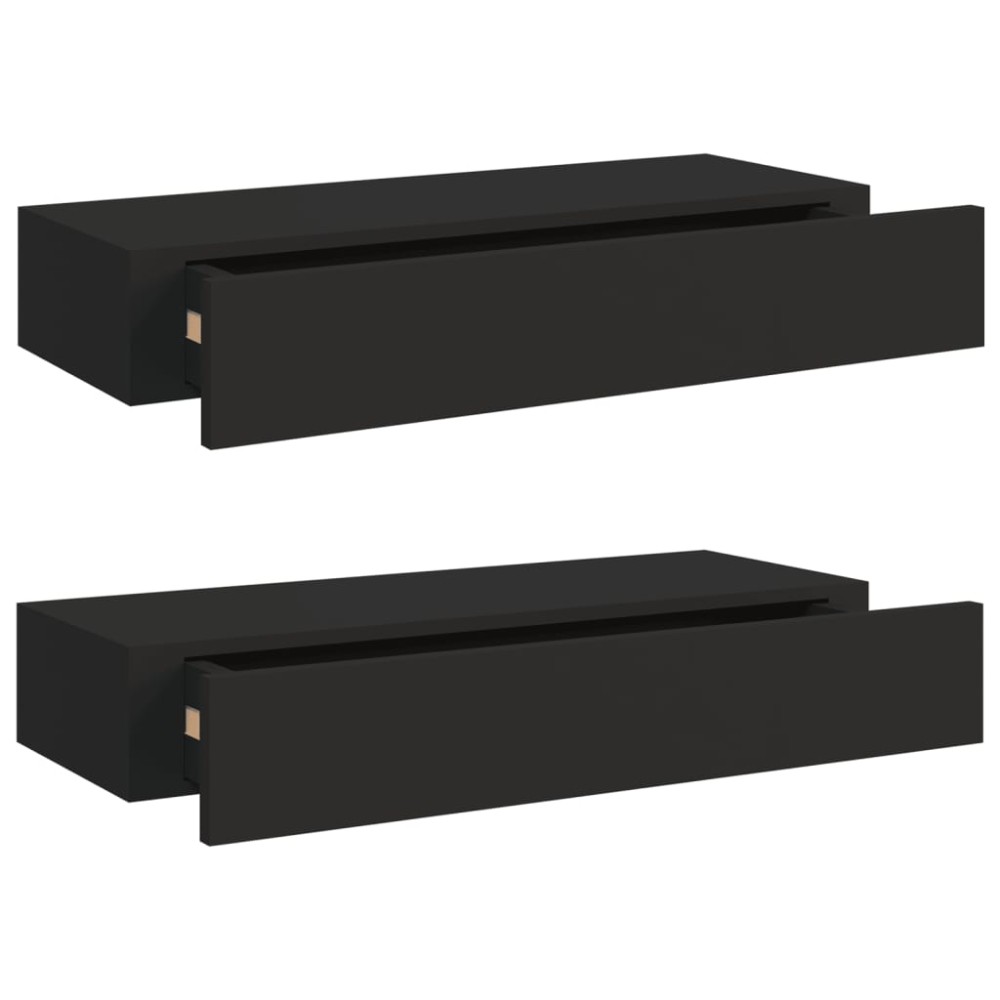 vidaXL Dulapuri de perete cu sertare 2 buc. negru 60x23,5x10 cm MDF