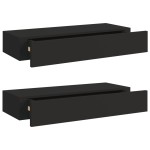 vidaXL Dulapuri de perete cu sertare 2 buc. negru 60x23,5x10 cm MDF