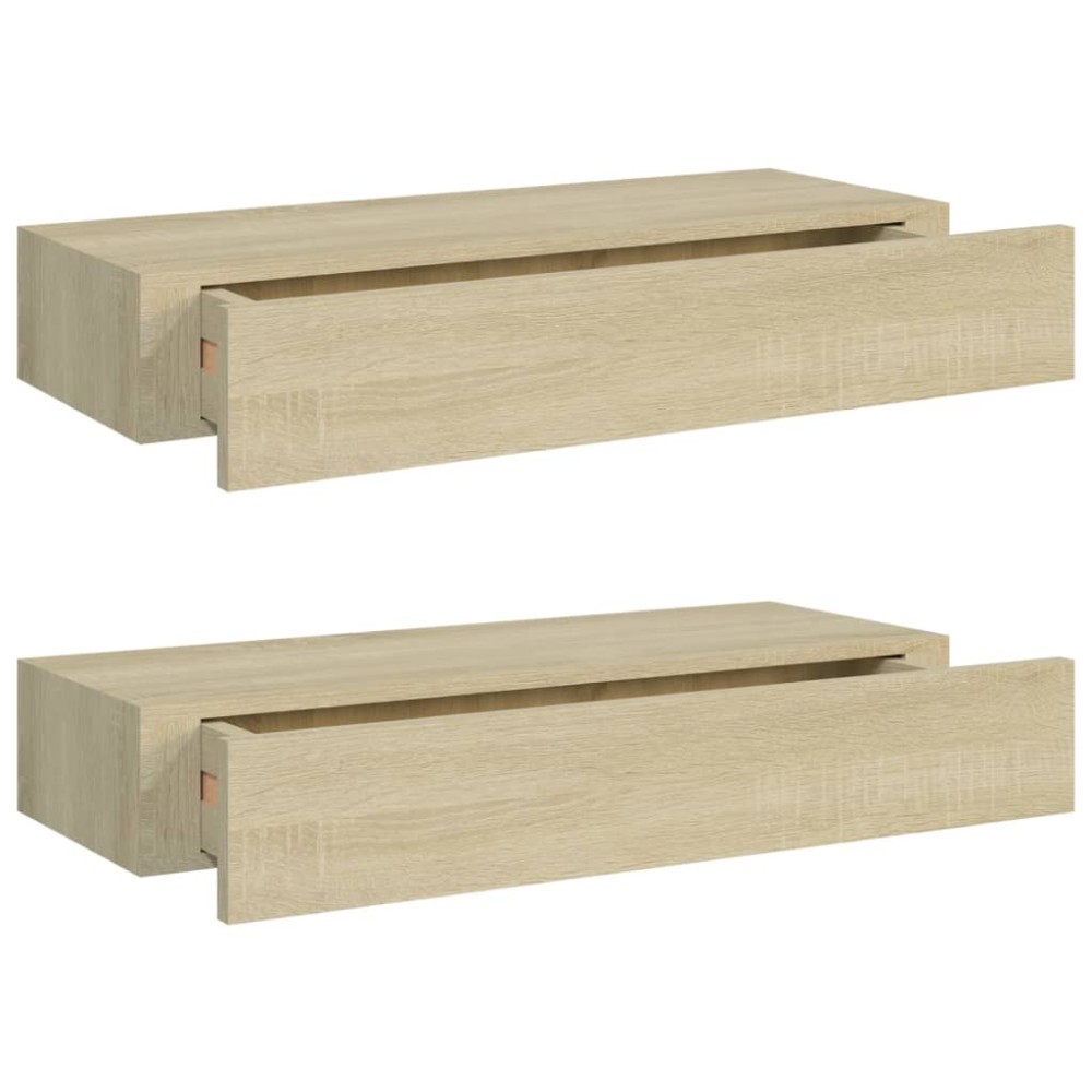 vidaXL Dulapuri de perete cu sertare 2 buc. stejar 60x23,5x10 cm MDF