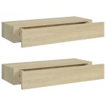 vidaXL Dulapuri de perete cu sertare 2 buc. stejar 60x23,5x10 cm MDF