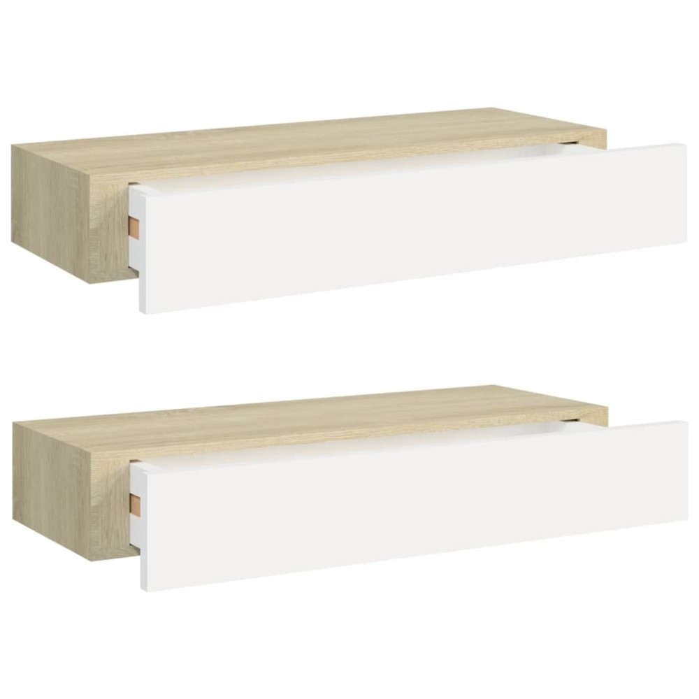 vidaXL Dulapuri de perete cu sertar 2 buc stejar/alb 60x23,5x10 cm MDF