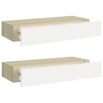 vidaXL Dulapuri de perete cu sertar 2 buc stejar/alb 60x23,5x10 cm MDF