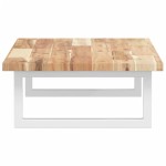 vidaXL Raft pentru lavoar montat pe perete, oțel și lemn masiv acacia