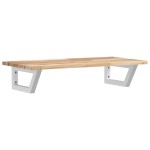 vidaXL Raft pentru lavoar montat pe perete, oțel și lemn masiv acacia