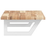 vidaXL Raft pentru lavoar montat pe perete, oțel și lemn masiv acacia