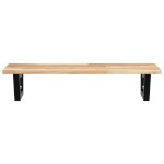 vidaXL Raft pentru lavoar montat pe perete, oțel și lemn masiv acacia