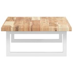 vidaXL Raft pentru lavoar montat pe perete, oțel și lemn masiv acacia