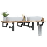 vidaXL Raft pentru lavoar montat pe perete, oțel și lemn masiv acacia