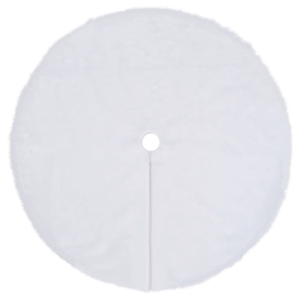 vidaXL Covor fustă brad Crăciun cu șosetă alb 122 cm blană artificială