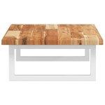 vidaXL Raft pentru lavoar montat pe perete, oțel și lemn masiv acacia